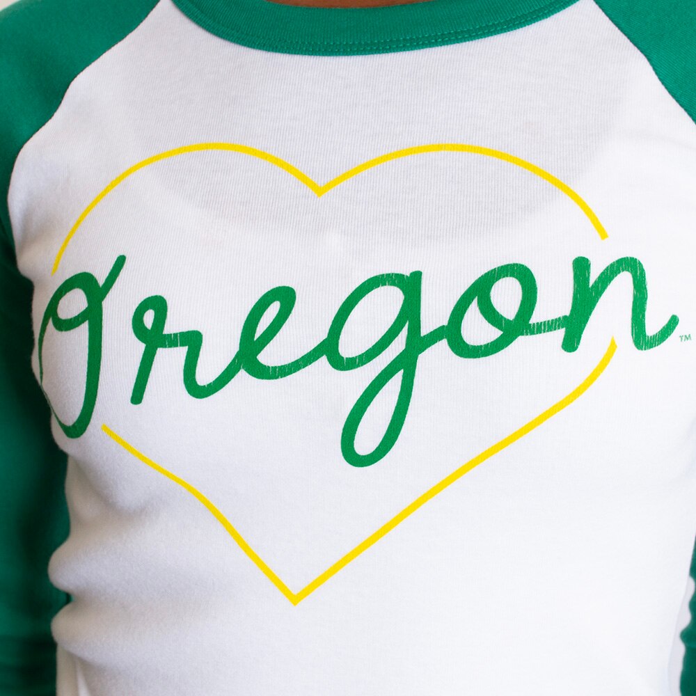 Ducks Spirit, Summit, White, Raglan, Cotton Blend, Women, Oregon in Heart, 3/4-sleeve, T-Shirt, 838523